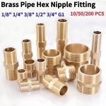 Brass pipe hex nipple fittings
